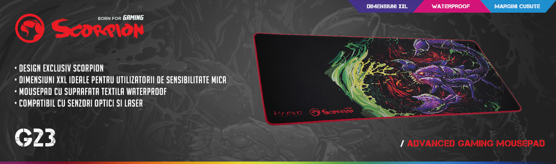 Tapis de Souris Gaming XXL Vert - SCORPION - MA-G13 GN 